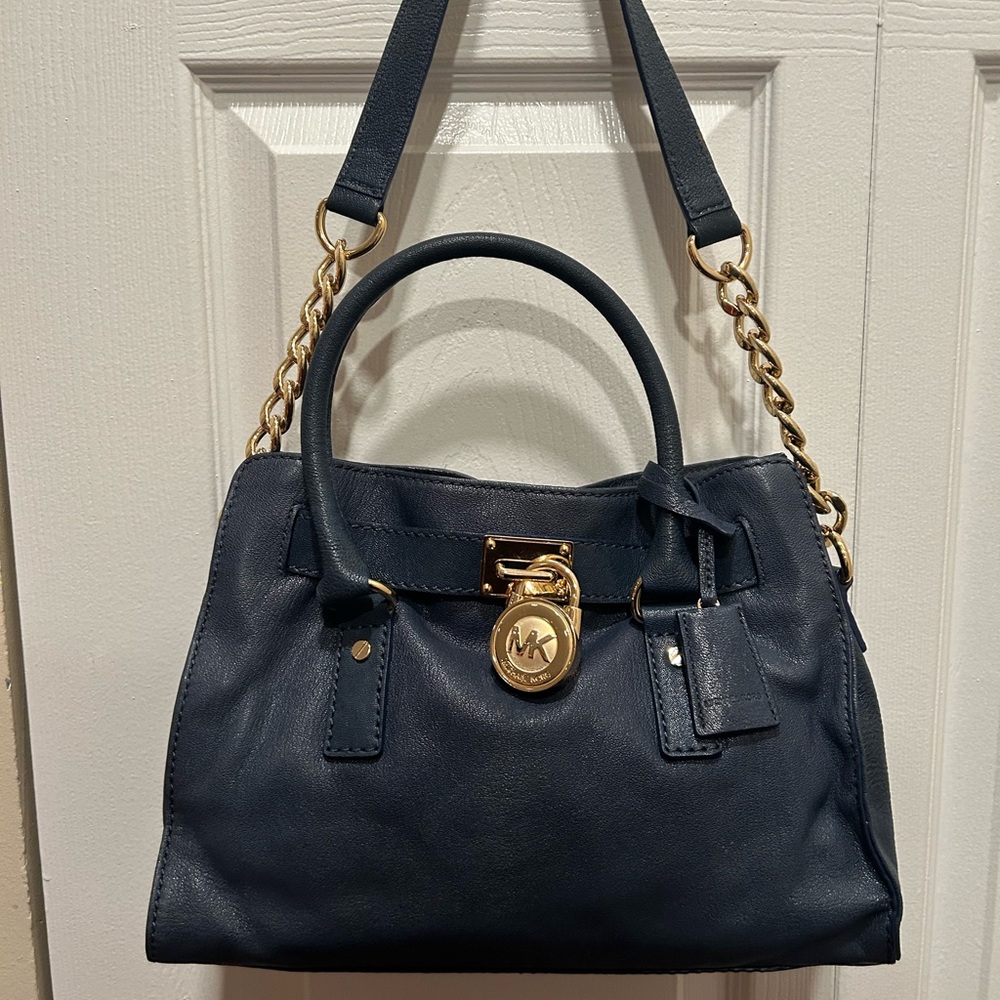 Michael Kors deep blue leather bag